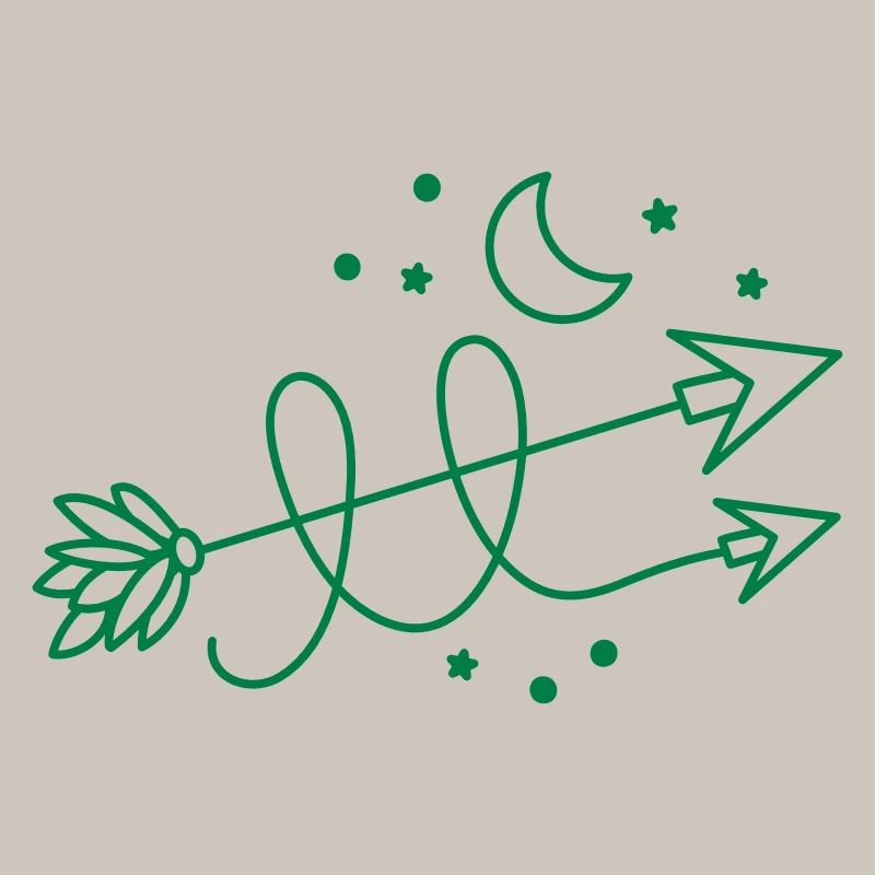 arrows direction with crescent moon