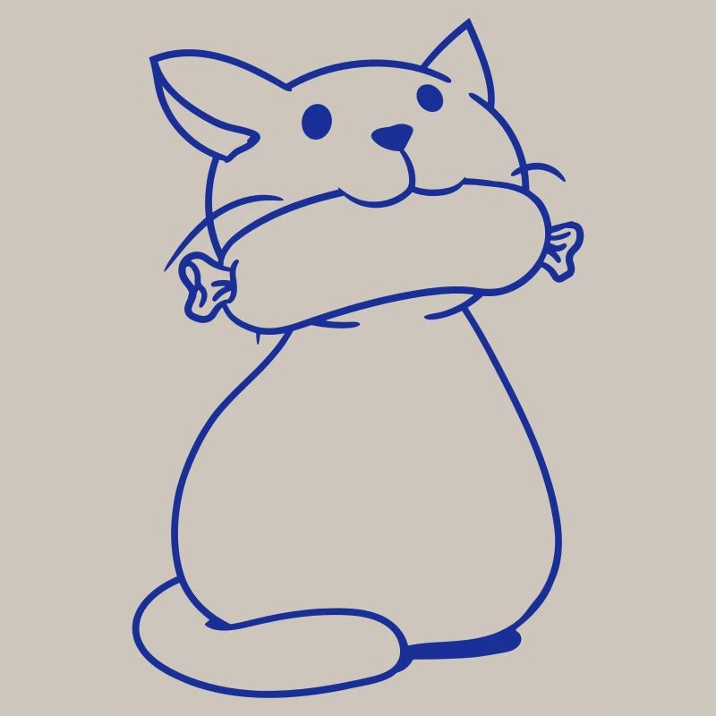 Cute cat eats sausages mouth eats sausage fun