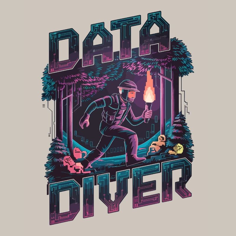 Data Diver Cyber Explorer Retro Tech Artwork