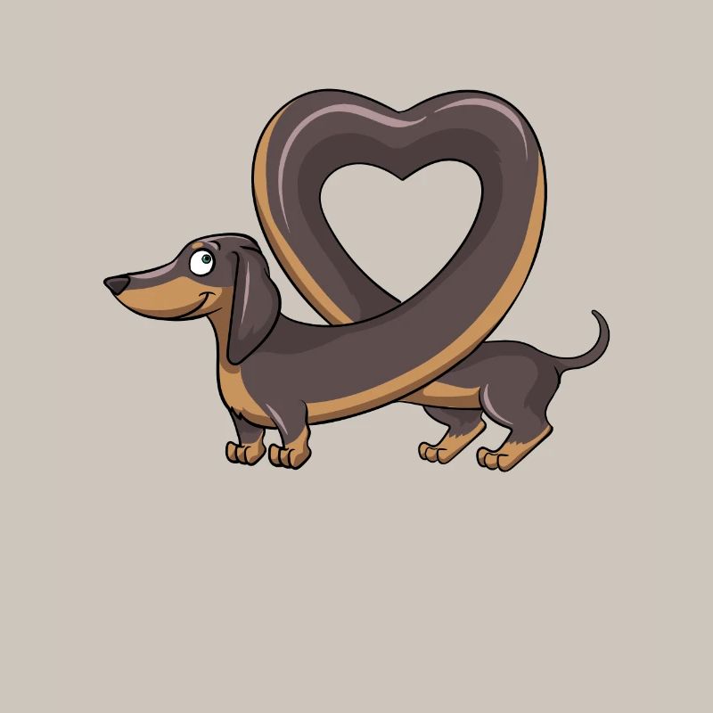 Teckel mignon faisant une forme de coeur. conception