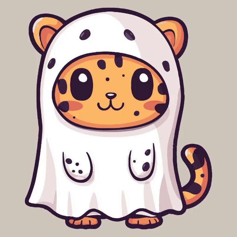 Leopard Halloween Comic Ghost