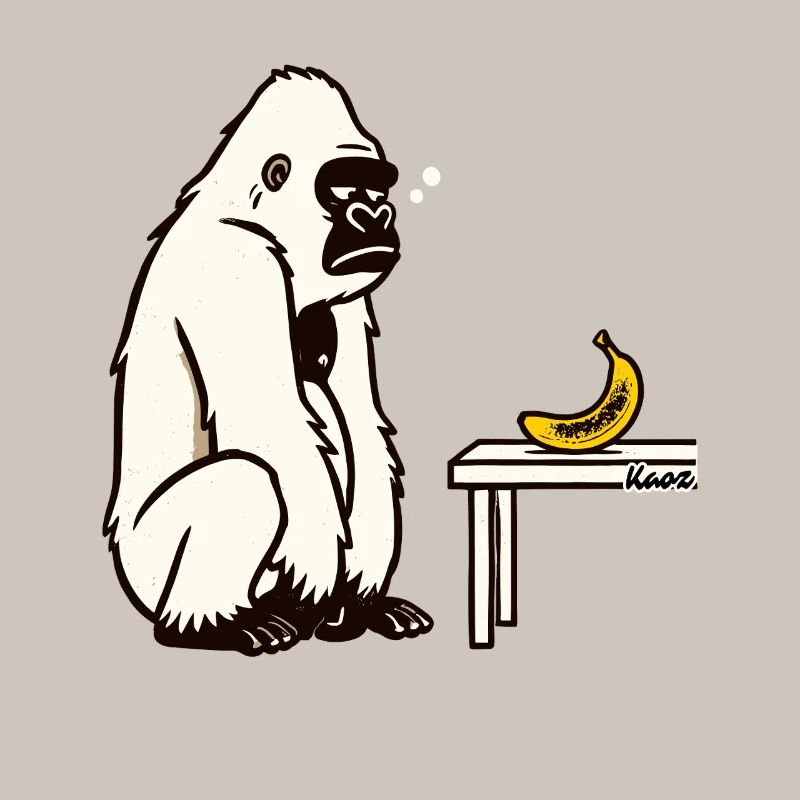 Bananen oder nicht? Gorilla mit Banane