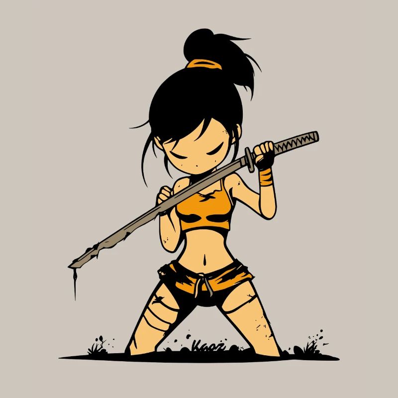 Cool Samurai Warrior with Katana
