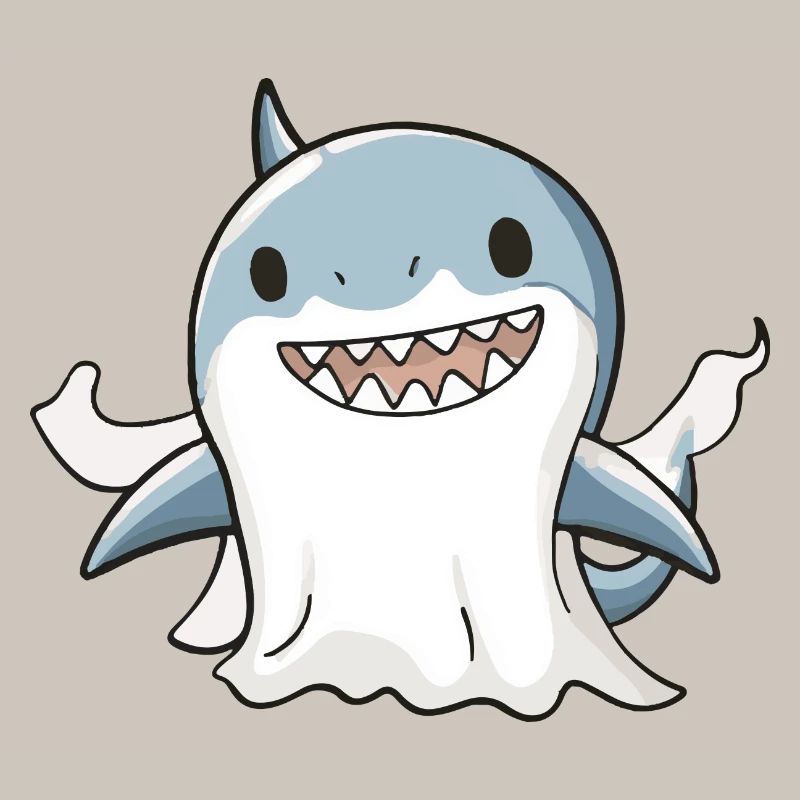 Shark Halloween Comic Ghost