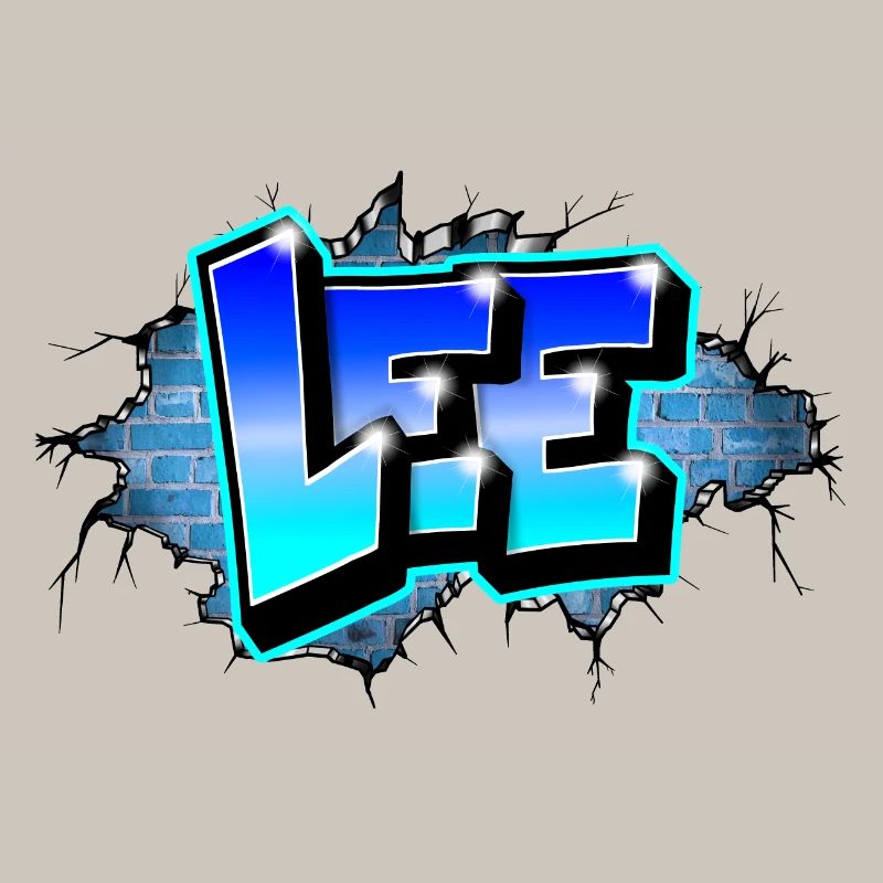 Graffiti LEE Blue Brick Cracks