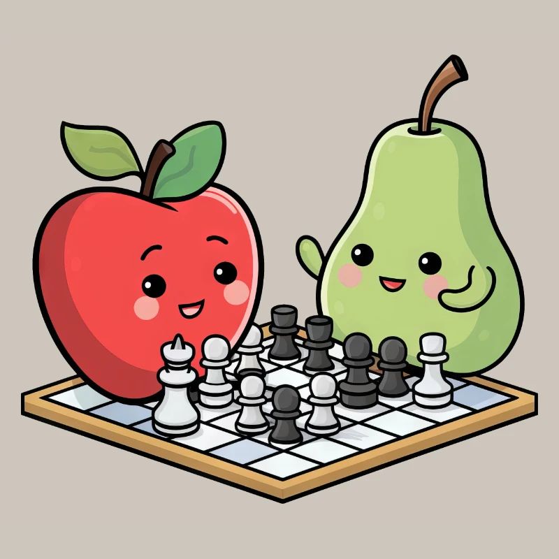 Kawaii Chess Apple Pear Comic