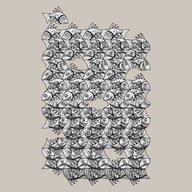 Repeated monochrome fish