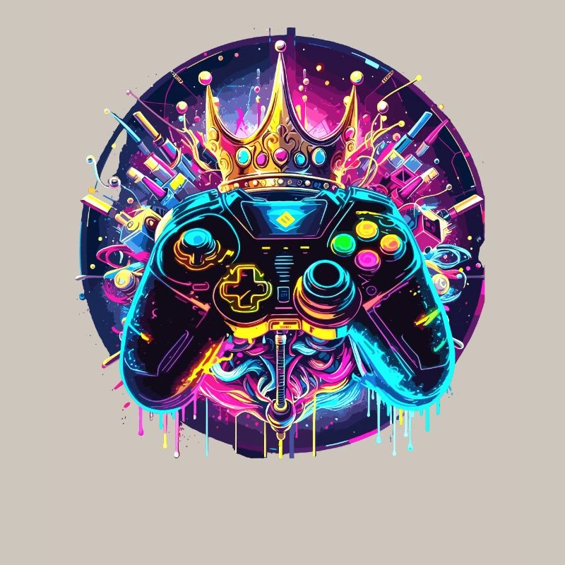 Synthwave Gamer Controller mit Krone