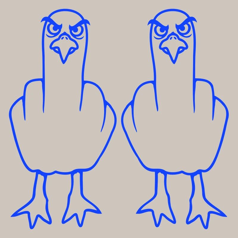 2 Möwen Mittelfinger Beleidigung Stinkefinger Team