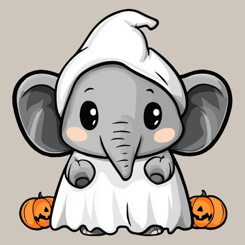 Elephant Halloween Comic Ghost