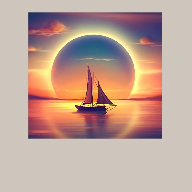 Voilier navigue dans le coucher du soleil Angular