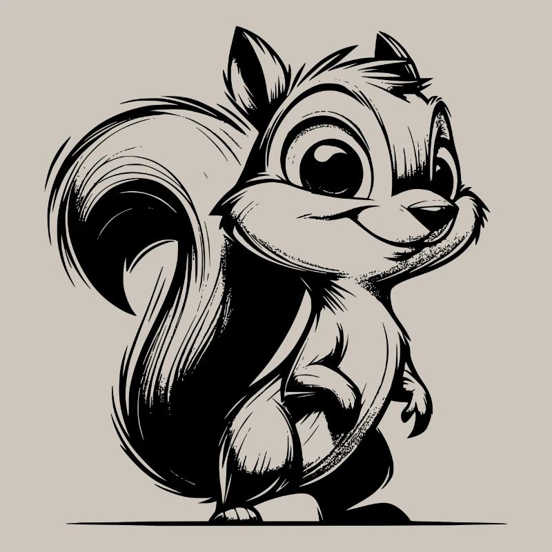 Small Pencil Squirrel Stroke Drawing