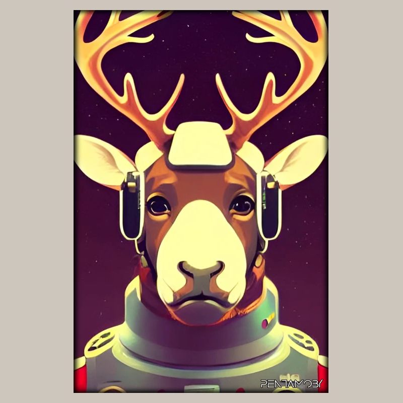 Reindeer Astronaut Future Sci-Fi Technology