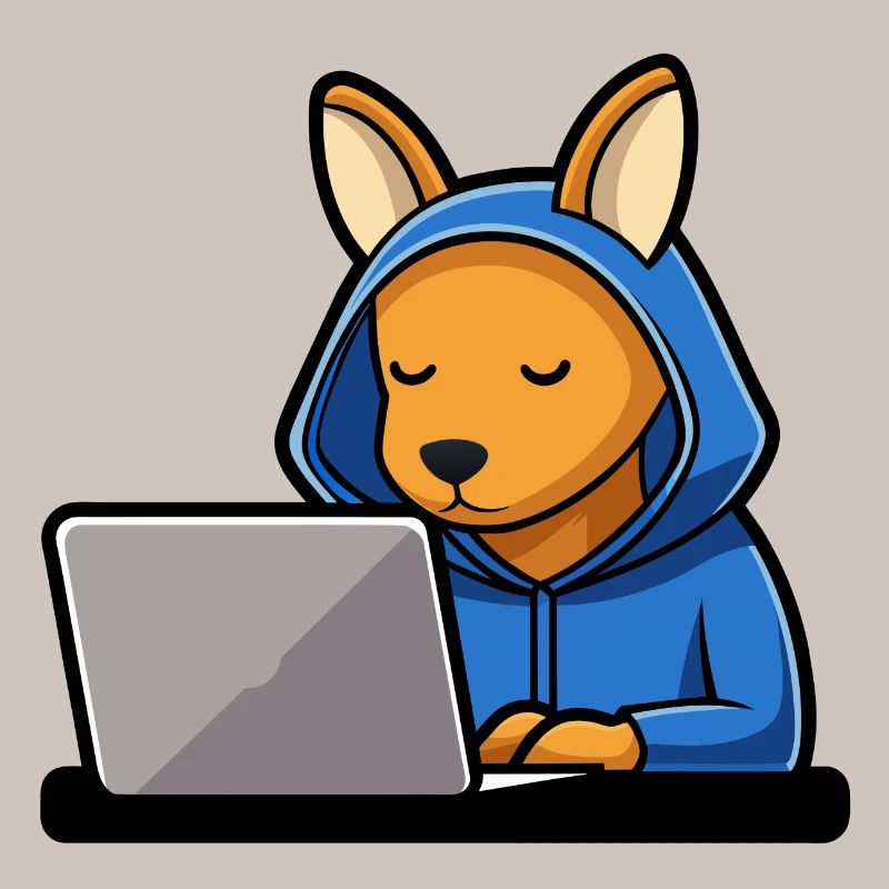Mignon hacker kangourou en sweat à capuche devant PC