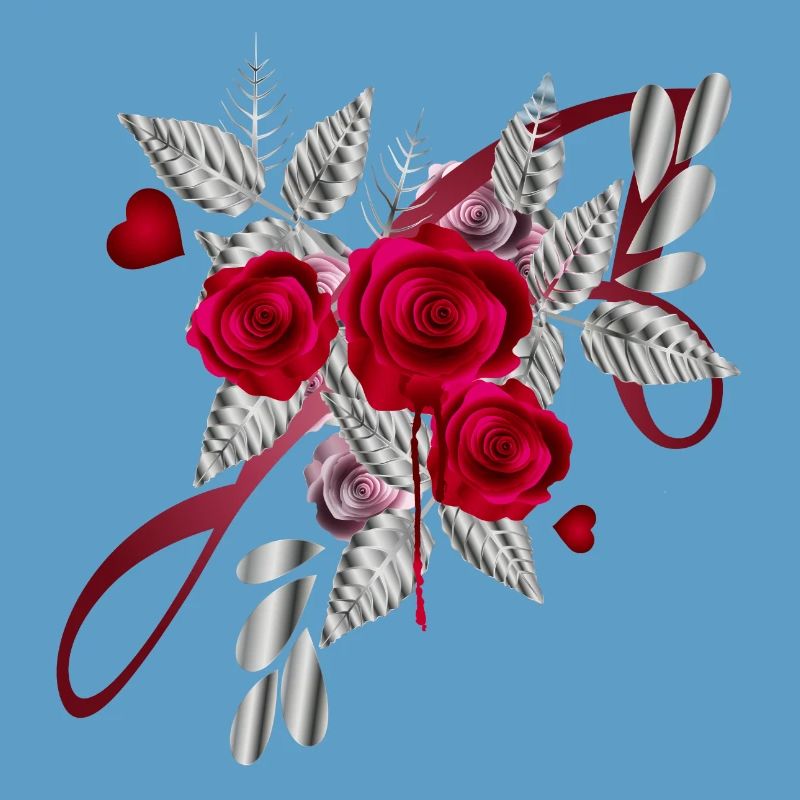 silver Valentine's Day bouquet with roses