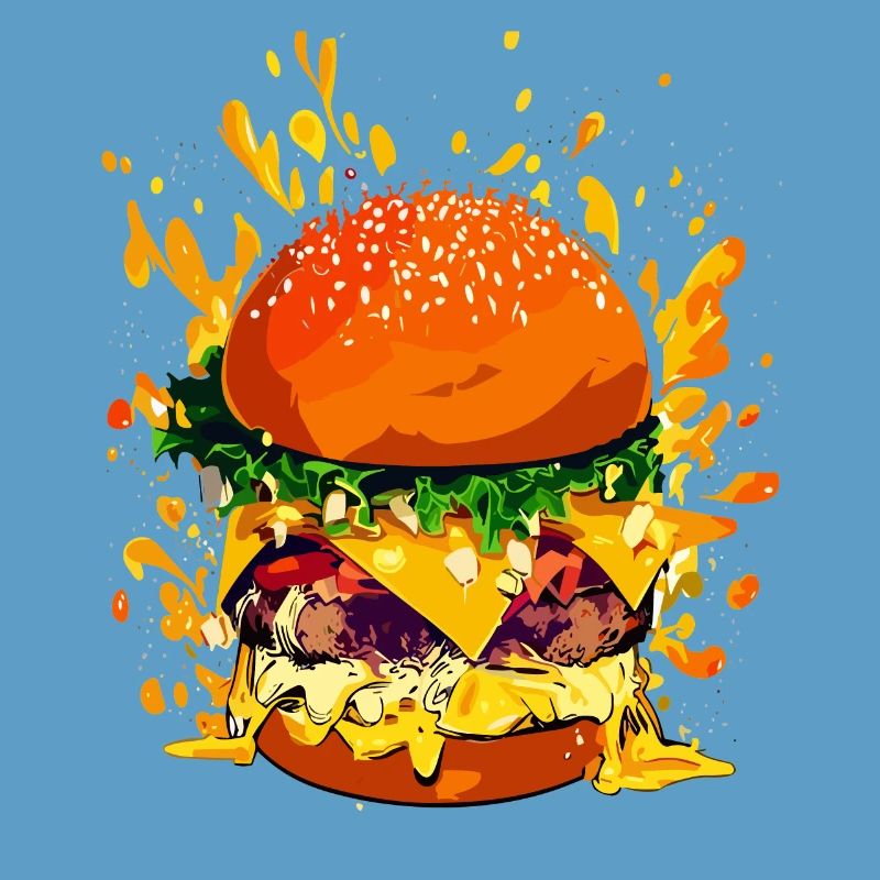 Cheeseburger extravagant avec éclaboussures de fromage