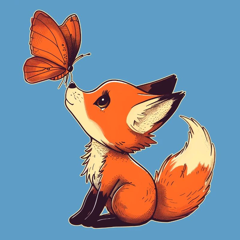 Fuchs mit Schmetterling