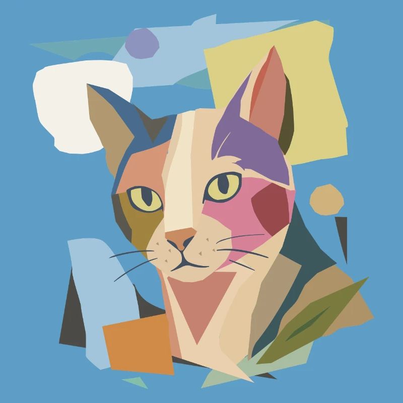 Abstract cat in modern color block design