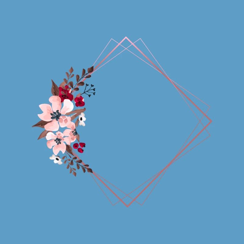 Flowers in Rectangular Frame / Pink Tones