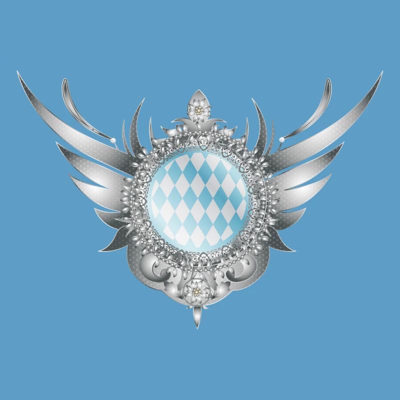 Silver wing crest with diamond pattern