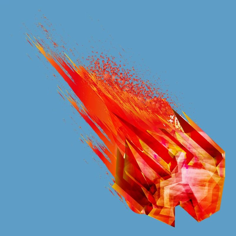 Astéroïde lumineux avec queue de feu - Conception de puissance