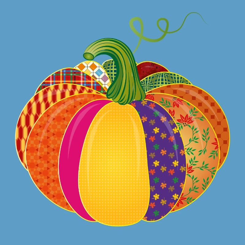 Patchwork Kürbis – Bunt gemusterte Herbstdeko