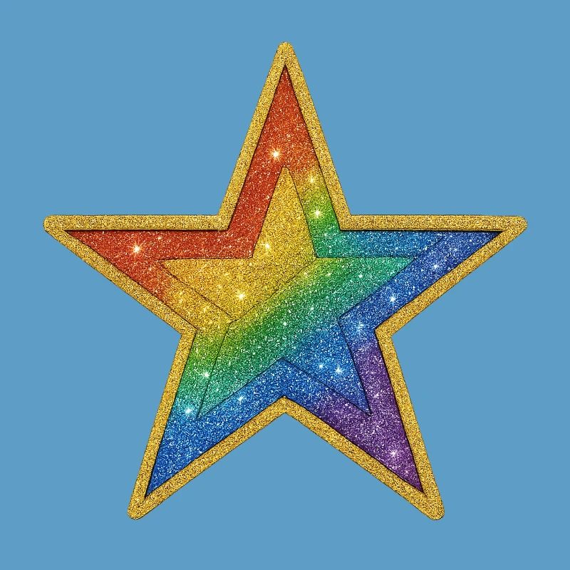 Rainbow Glitter Star Patch Design
