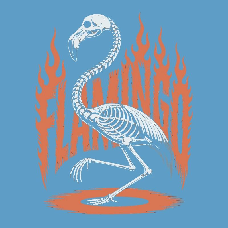 Flamingo Flames Skeleton Halloween