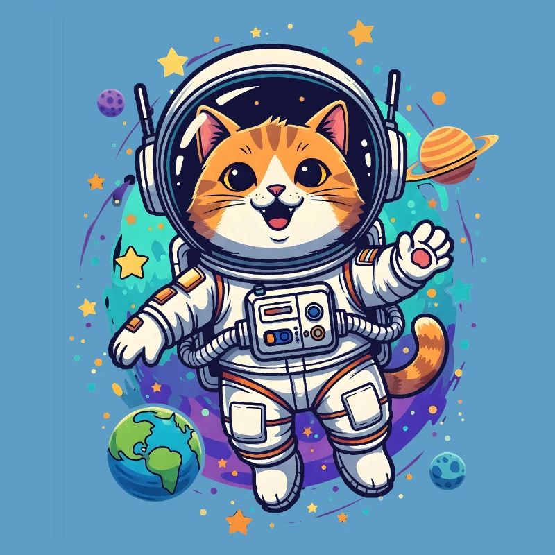 Chat astronaute dans l’espace