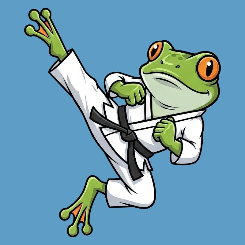 Whimsical Frog Toad Toad Karate Martial Arts