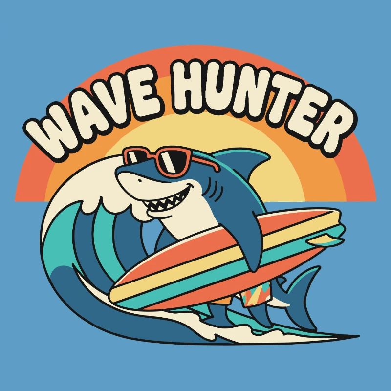Wave Hunter Shark Surf Sunset