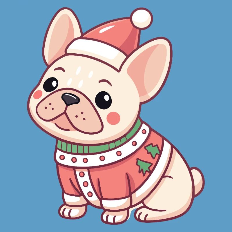 Chiot Noël en pull rouge