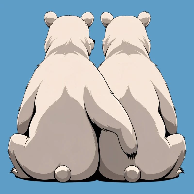 Two white bears back to back