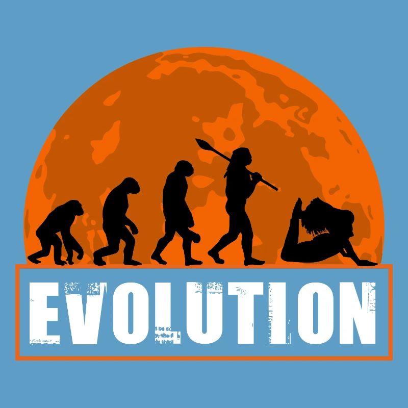 Yoga Evolution Silhouette Sunset Retro