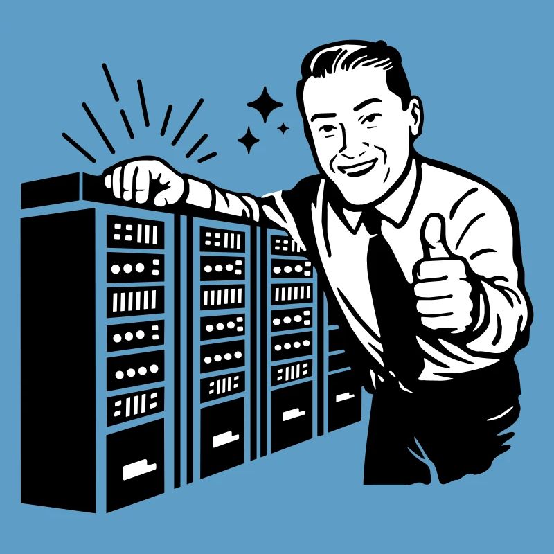 Retro IT-Admin lächelt – Vintage Tech Support