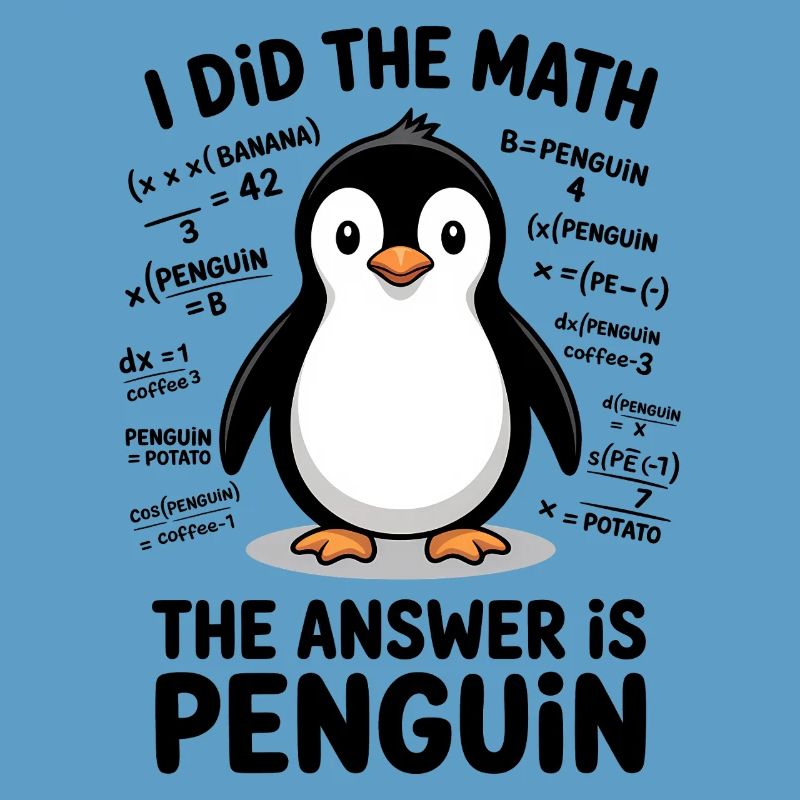 Math Sayings Penguin Funny Math Gift