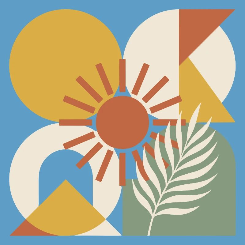 Boho Abstract Geometric Botanical Sunburst