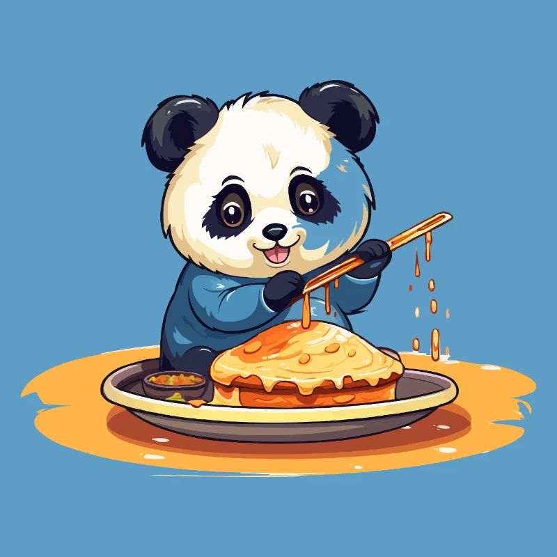 Panda Cooking Pancakes