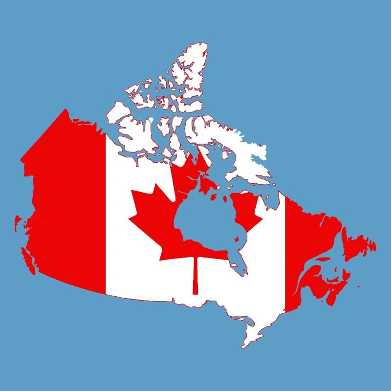 Canada Flag Map Silhouette with Maple Leaf