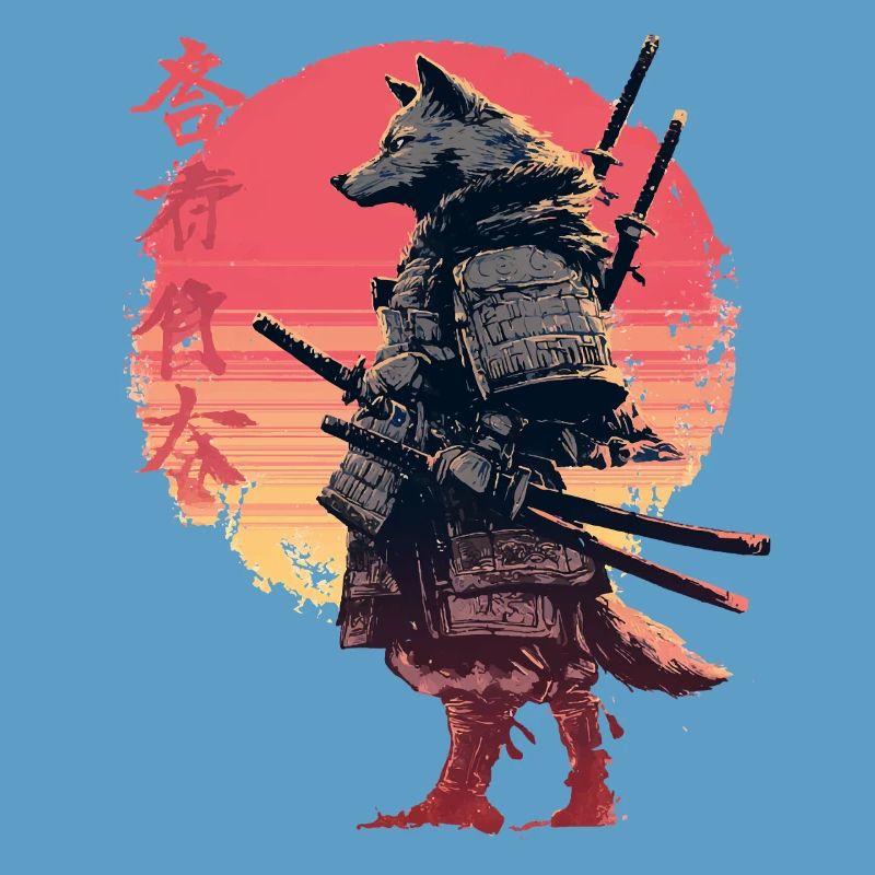 Wolf Samurai at Sunset