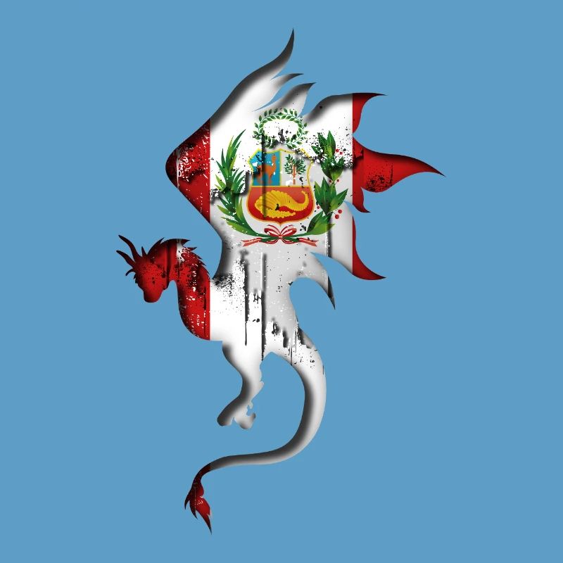 Drapeau du Pérou - Pérou - Silhouette de dragon