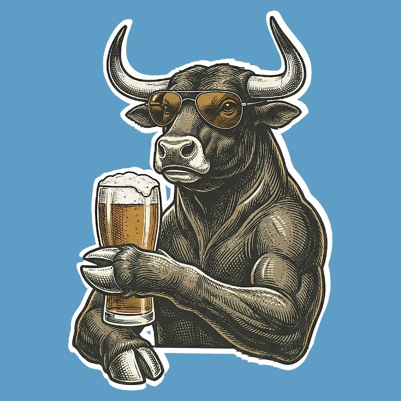 Cooler Stier Mit Bier