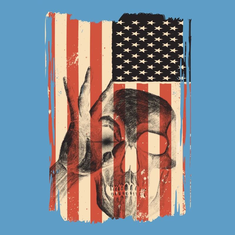 Drapeau des États-Unis avec crâne