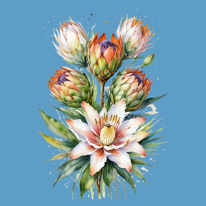 Protea Bloom Aquarelle