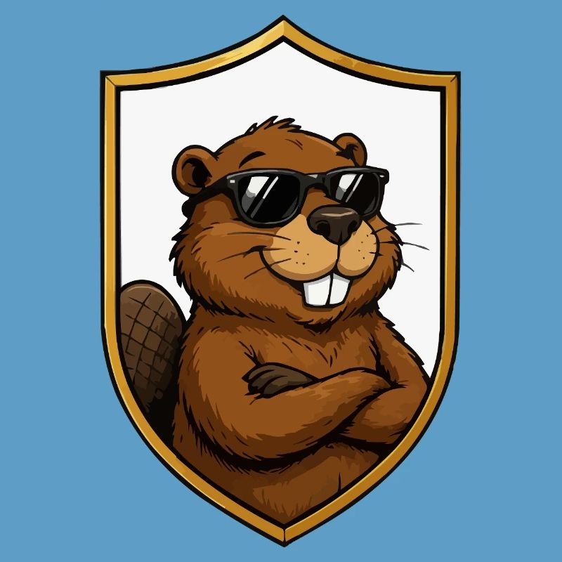 Cool Beaver in Shield Emblem