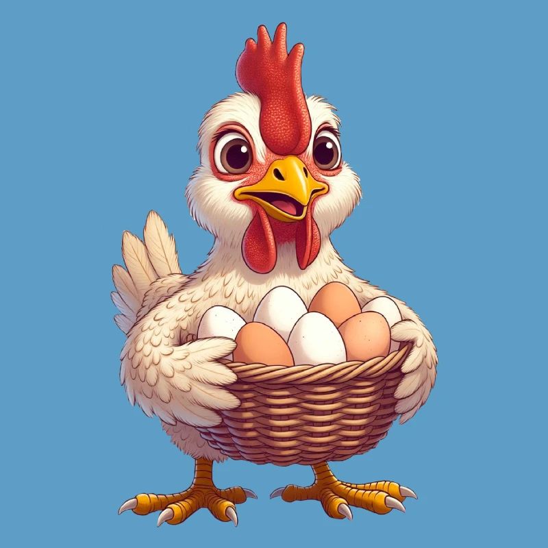 Huhn mit Eierkorb