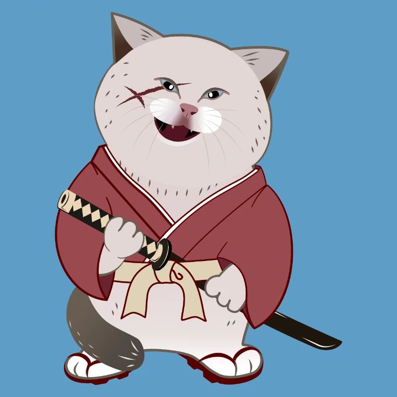 Mignon Chubby Samurai Cat tenant Katana