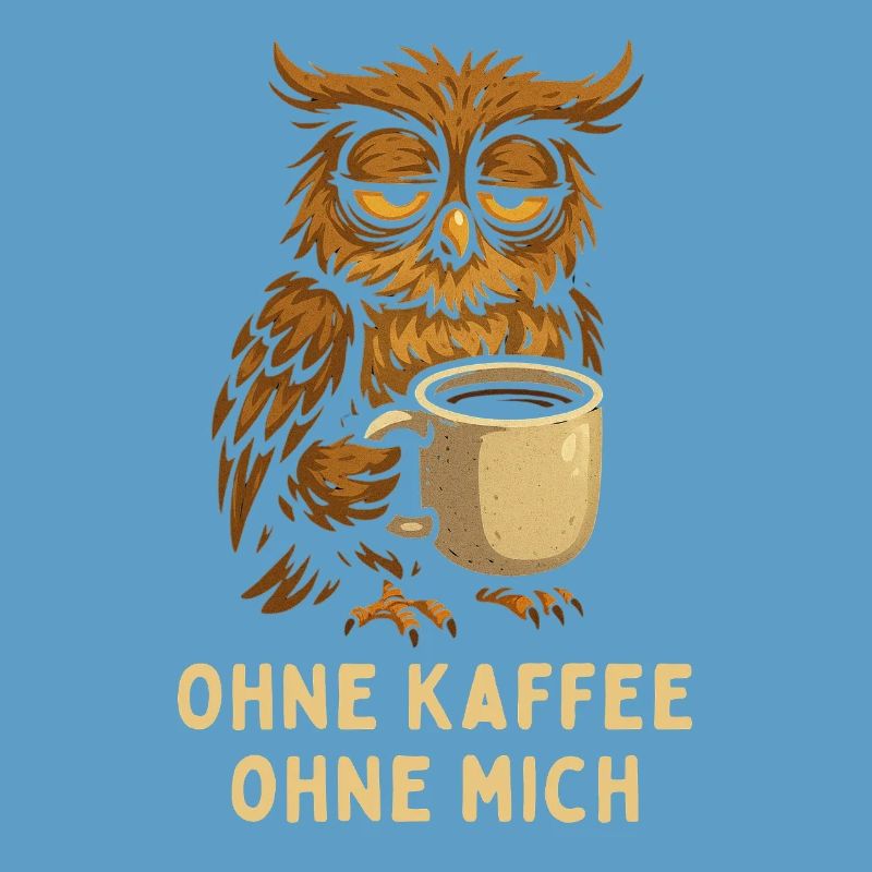 Nickernde Eule mit Kaffee