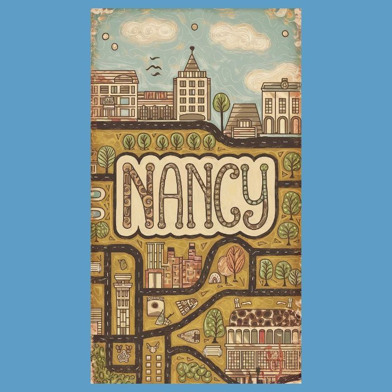 Nancy Cityscape Retro Map Typography