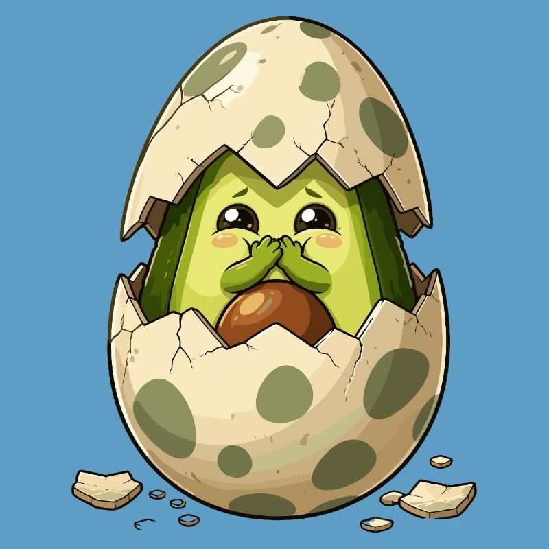 Avocado chicks from eggshell